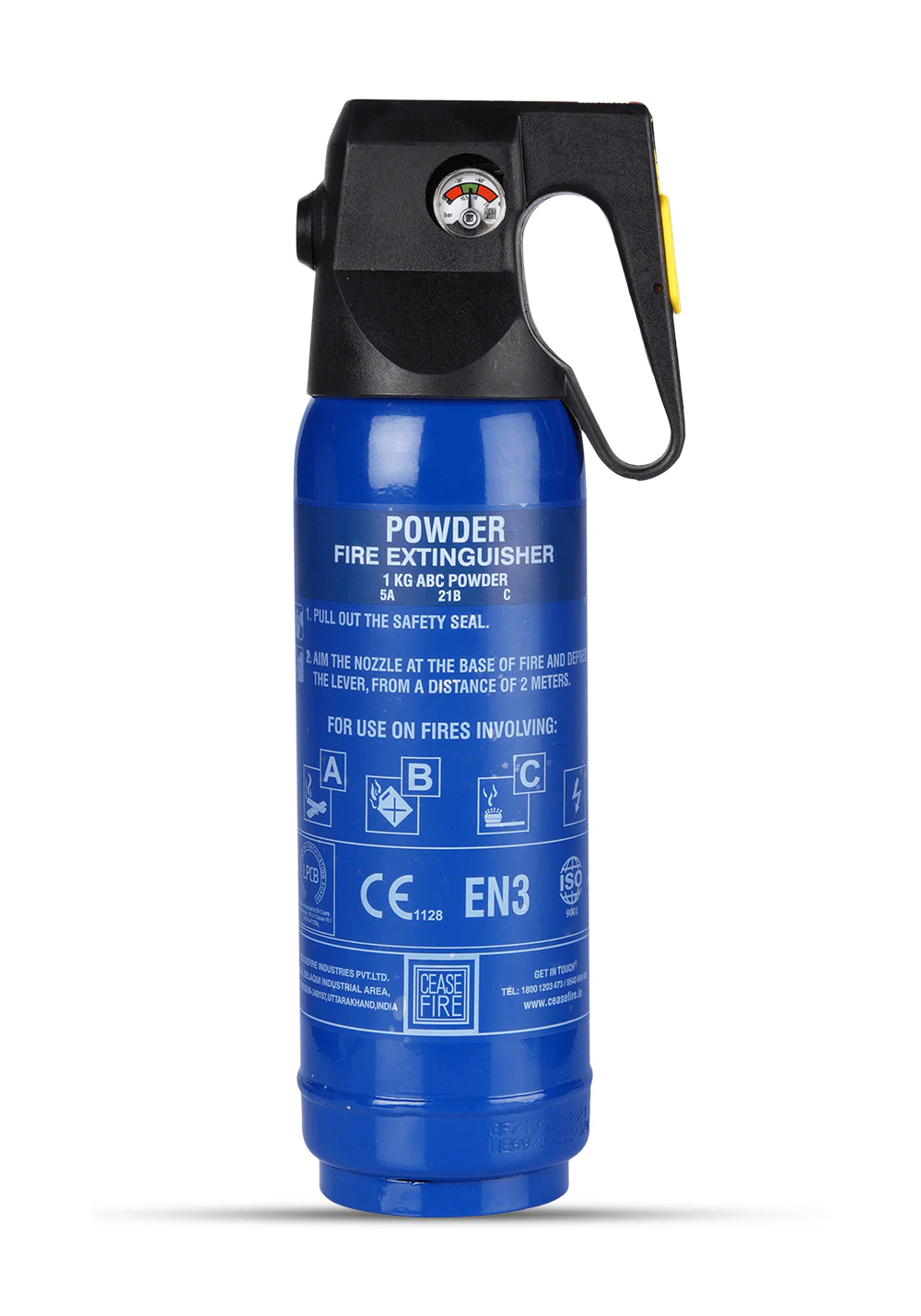 Ceasefire ABC Powder MAP 90 Based Fire Extinguisher (1KG)- 4 Colors - Image 3